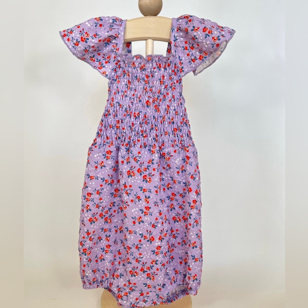 NWOT Lilac Floral Smocked Kids One-Piece Romper